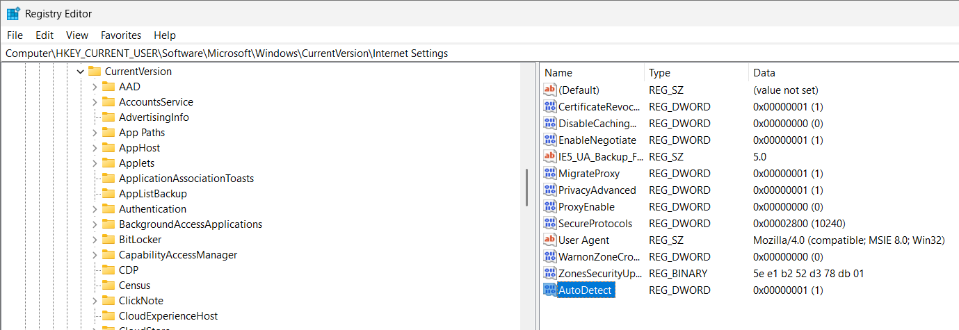 Disable AutoDetect