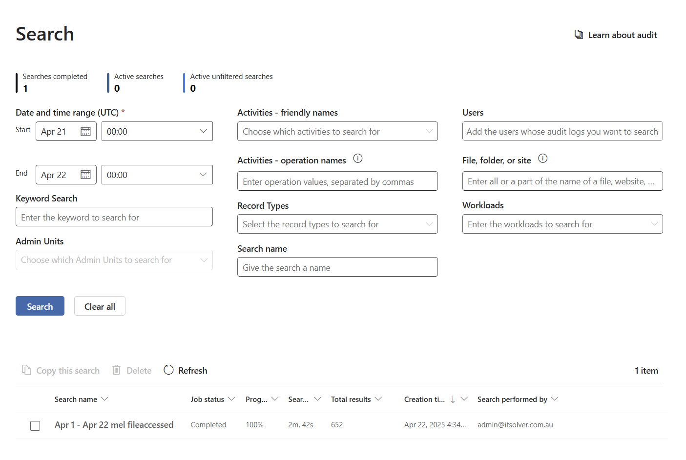 Screenshot of audit log search results in Microsoft Purview portal.png
