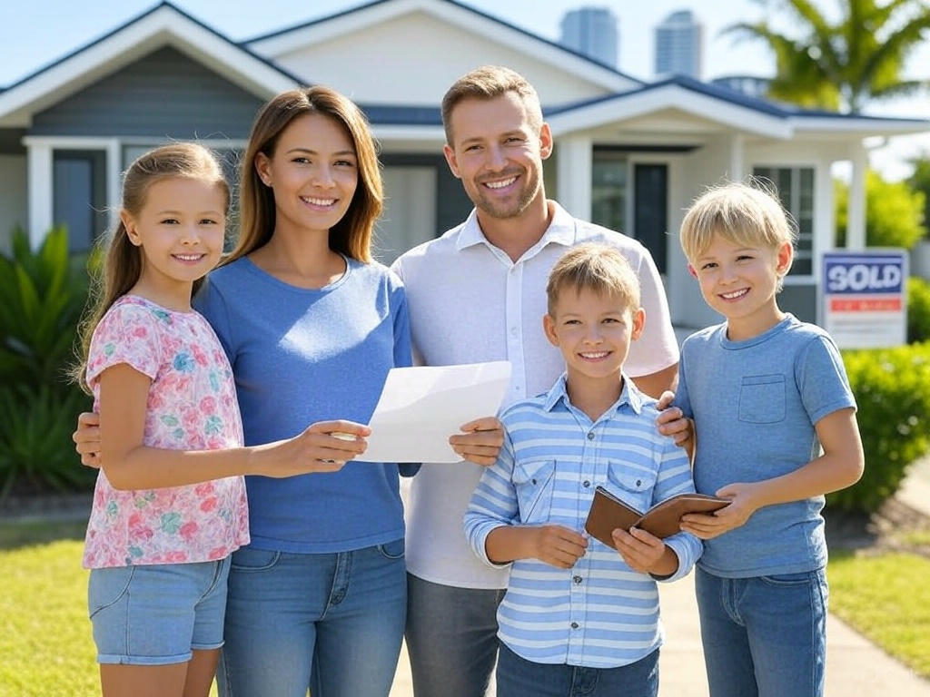 a young family buying their first home, holding a paper document and their wallet.jpg